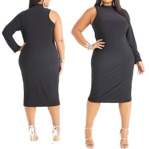 Ashley Stewart Size 34/36 (6X) Black One Shoulder Bodycon Dress (Q9.10)